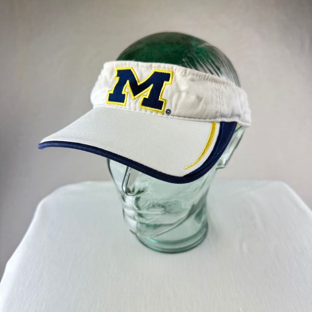 Signatures Visor Unisex Michigan Wolverines OSFM White Navy Yellow Cotton Twill